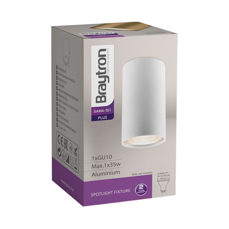 Braytron Sıva Üstü GU10 Duylu Beyaz Spot Armatür - SBH04-00500-Kaya Aydınlatma BRAYTRON - SBH04-00500