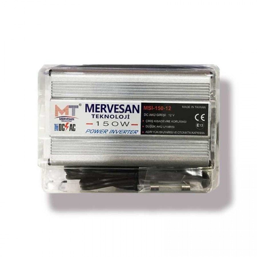 Mervesan 12V 150W Dc/Ac Modifiye Sinüs Power İnvertör - MSI-150-12-Kaya Aydınlatma Mervesan - MSI-150-12