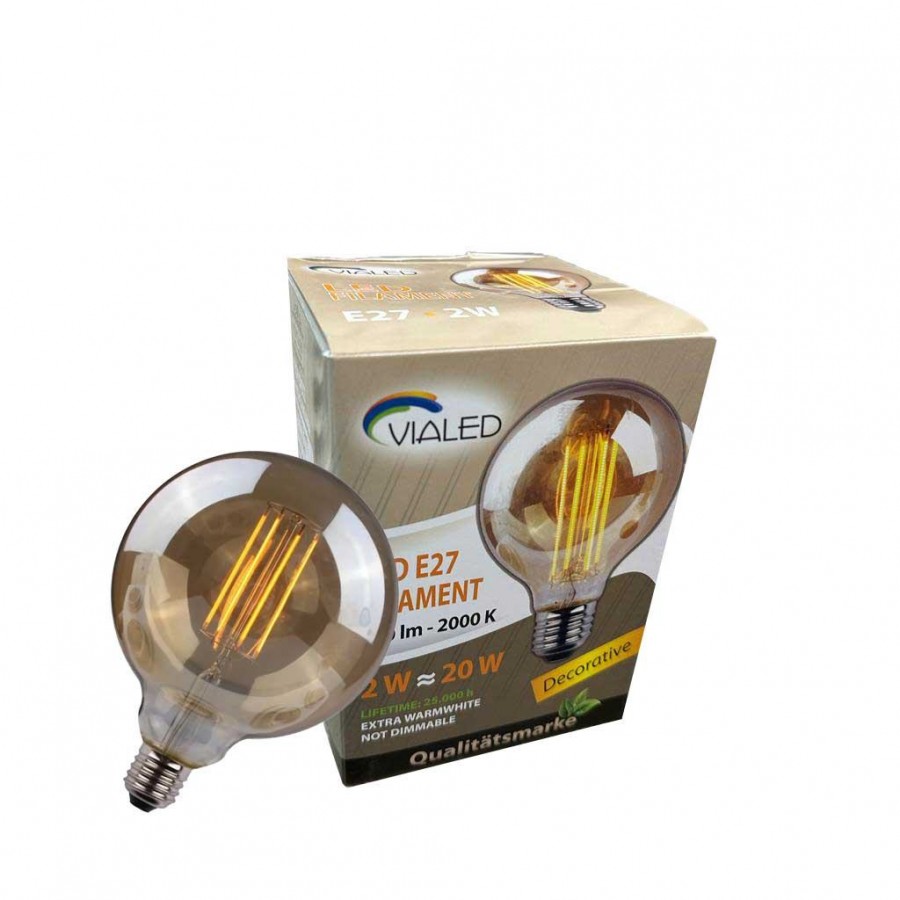 ViaLED 2w E27 G125 2000K Gold Decorative Globe Led Ampul-Kaya Aydınlatma ViaLED - Vialed2wg125