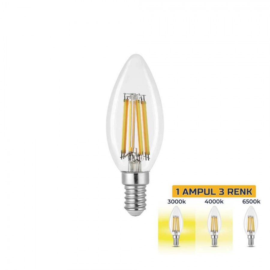 ŞENCAN 6w E14 C35 Rustik Led Ampul 3 RENK-Kaya Aydınlatma ŞENCAN - SNC-260