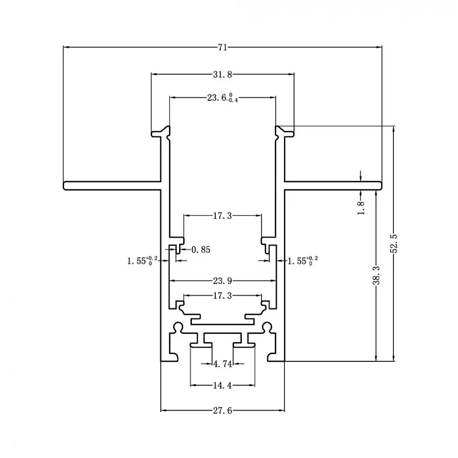 Braytron Magnet Ray Sıva Altı Trimless 100cm 48VDC-27.6×52.5-Kaya Aydınlatma BRAYTRON - BY41-00111