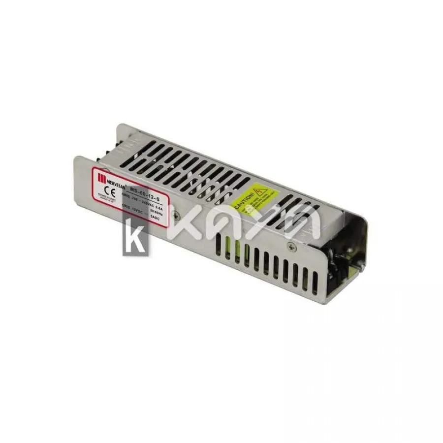 Mervesan 60W 12V 5A Slim Metal Kasa Smps Adaptör - MT-60-12-S 