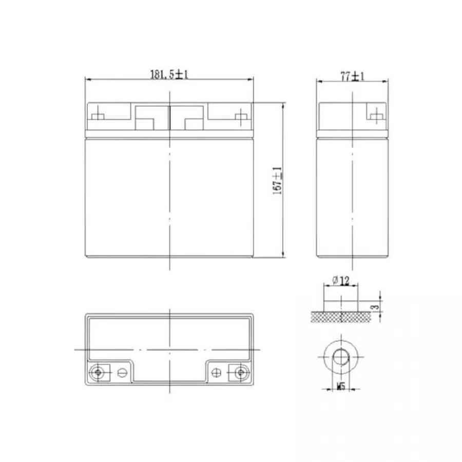 Mervesan 12V Kurşun / Asit Kuru Tip Akü - MRW-12/18