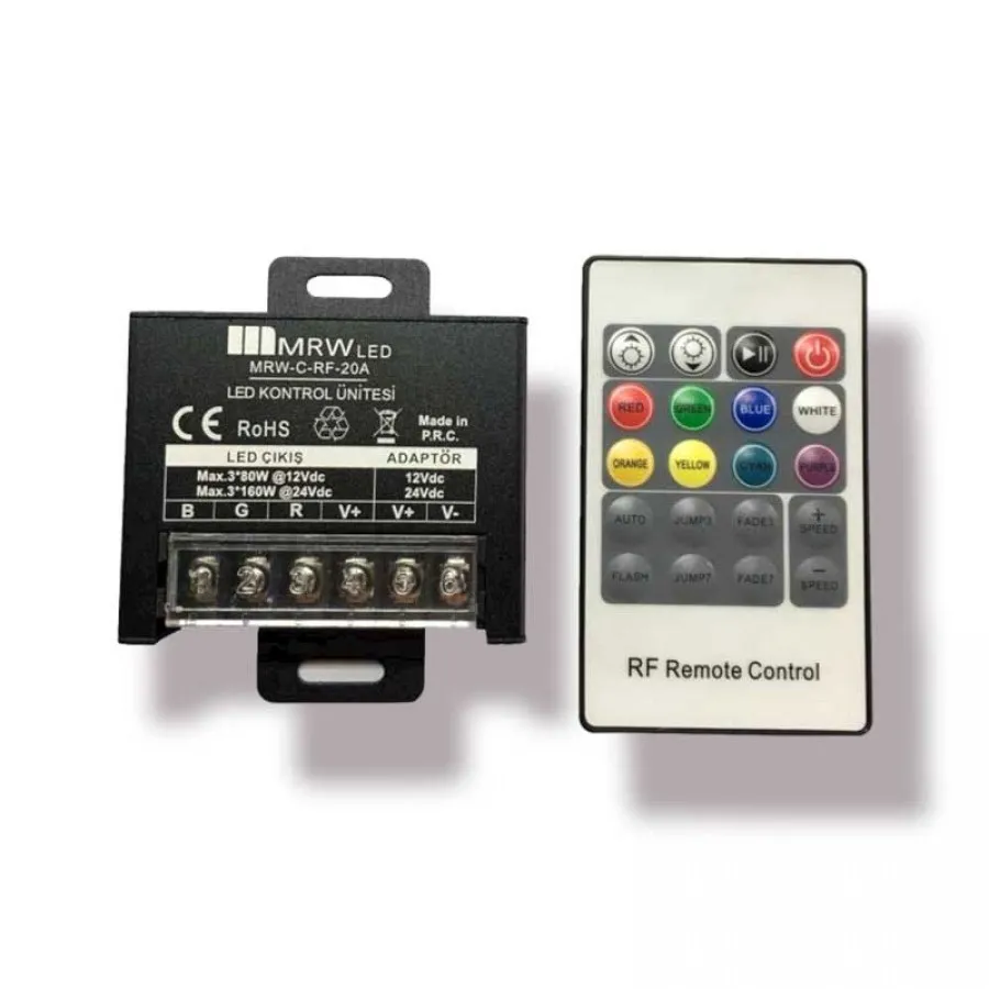 Mervesan 240w 12-24V 20 Amper RGB Led Kumandası - MRW-C-RF-20A 