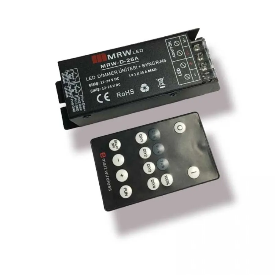 Mervesan 300w 12-24V 25 Amper RF Led Dimmer - MRW-D-25 A 