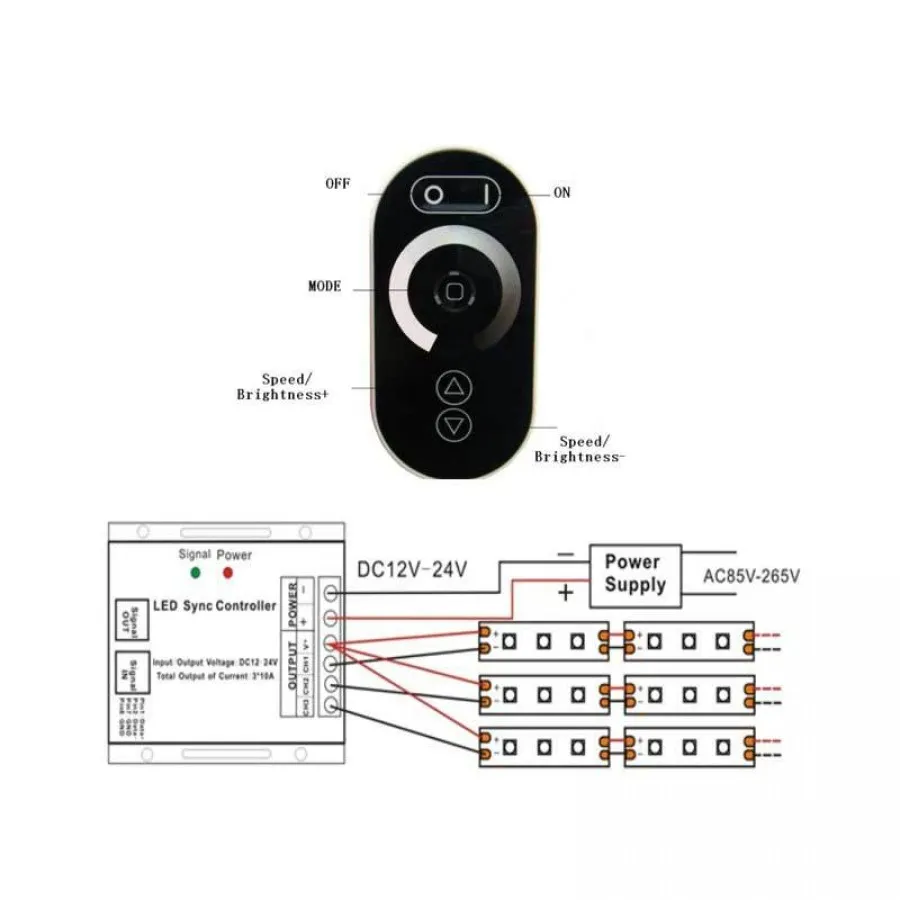 Mervesan 360w 12-24V 30 Amper RF Led Dimmer - MRW-D-30 A/T Mervesan 360w 12-24V 30 Amper RF Led Dimmer - MRW-D-30 A/T