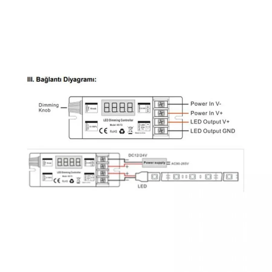 Mervesan 360w 12-24V 8 Amper Manuel Led Dimmer - MRW-D-M-30 A Mervesan 360w 12-24V 8 Amper Manuel Led Dimmer - MRW-D-M-30 A
