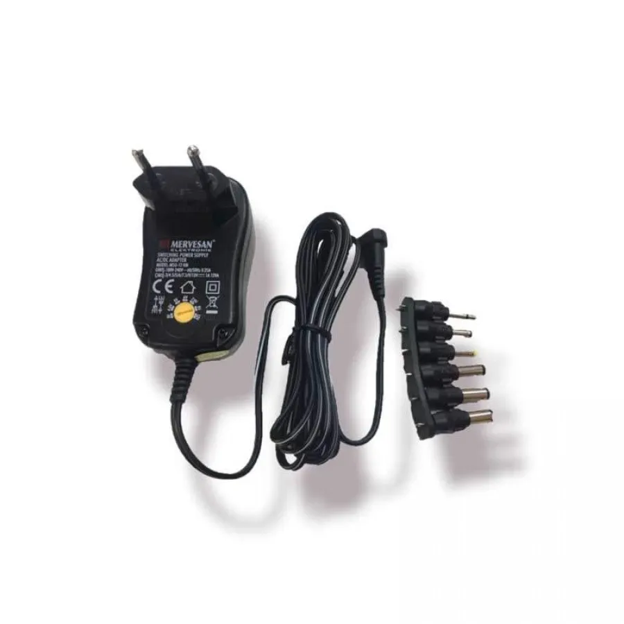 Mervesan 12W 3-12V Üniversal Tip Kademeli Ac/Dc Smps Adaptör - MTU-12 KM